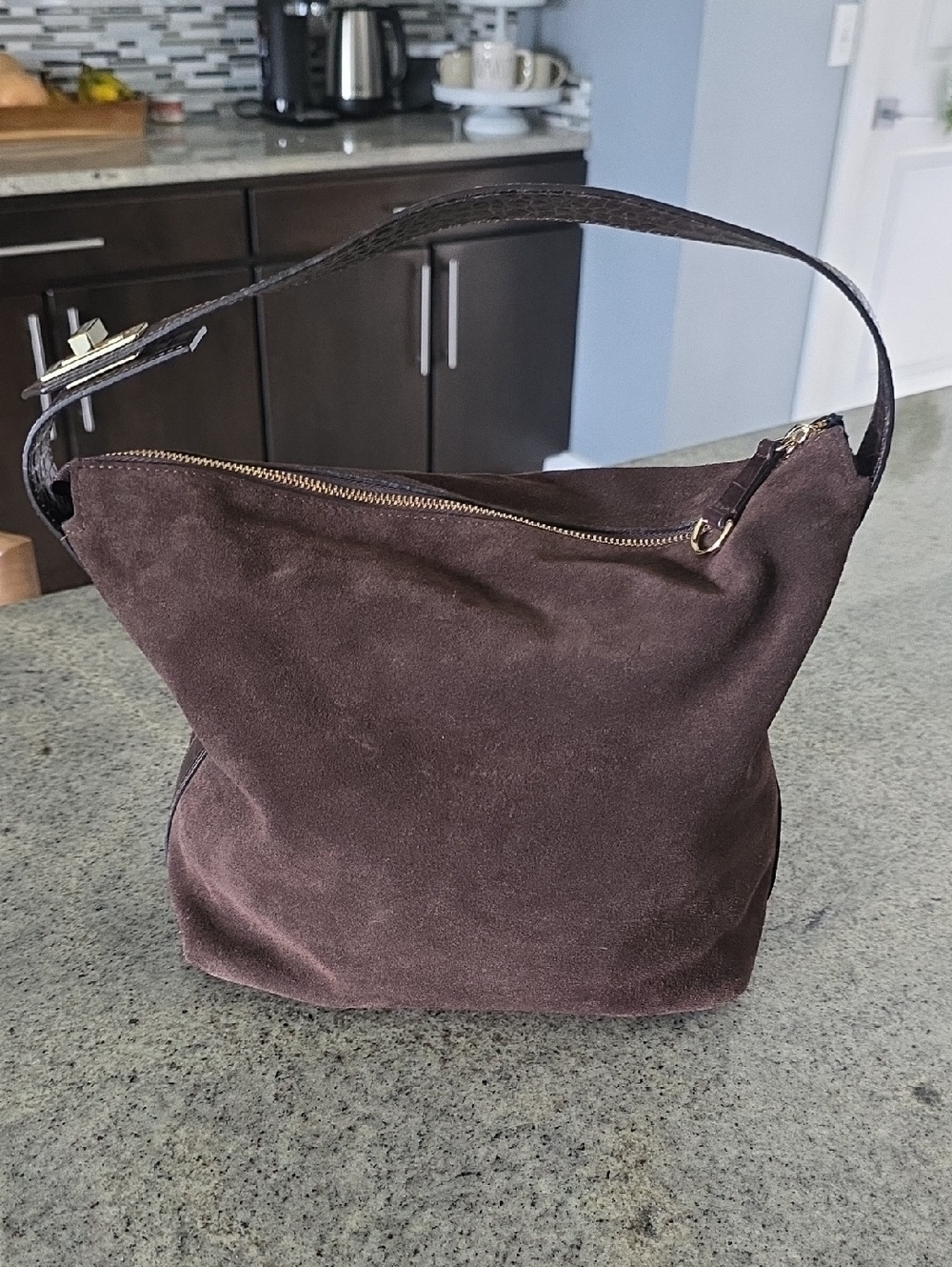 Claudia Firenze Brown Suede Shoulder Bag - Casual Everyday Carry